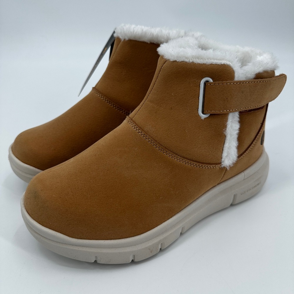 FitVille Women's Tan Suede Faux Fur Lined Ankle Boots Bootie Comfort Hook Loop 7